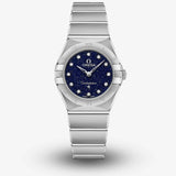 Shop Omega Constellation Manhattan Quartz Diamonds Blue Dial Silver Steel Strap Watch for Women - 131.10.25.60.53.001 in USA