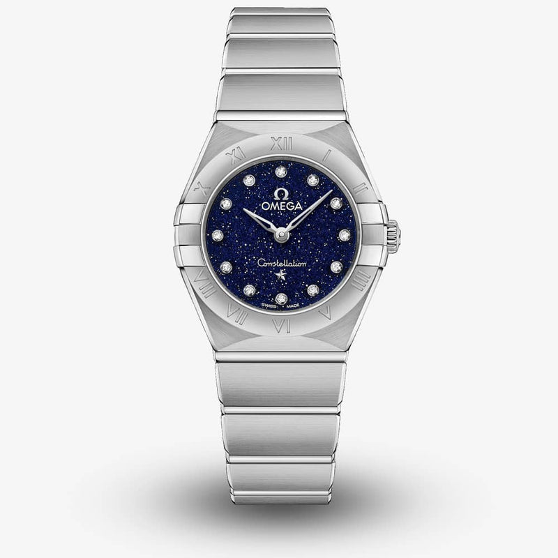 Shop Omega Constellation Manhattan Quartz Diamonds Blue Dial Silver Steel Strap Watch for Women - 131.10.25.60.53.001 in USA