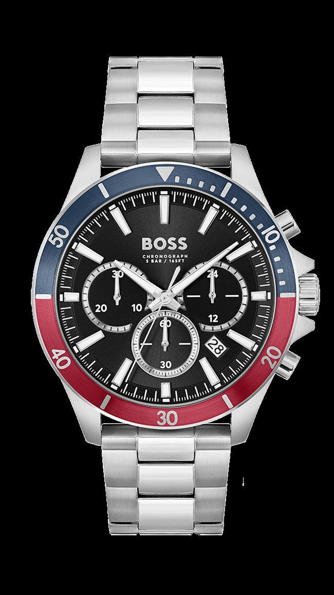 Hugo Boss Troper Chronograph Black Dial Silver Steel Strap Watch For Men - 1514108 Buy Now By Hugo Boss