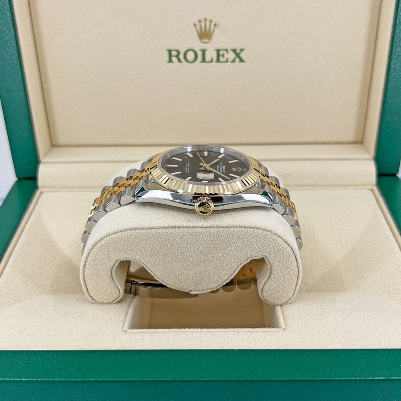 Shop Rolex Datejust 41 Oyster Black Dial Two Tone Jubilee Bracelet Watch for Men - M126333-0014 in USA