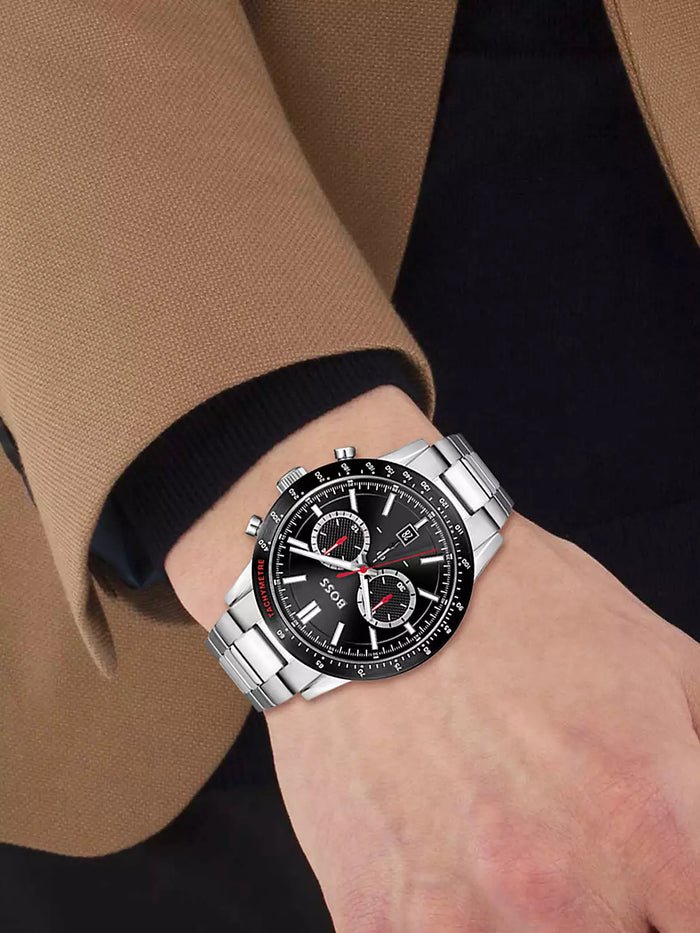 Hugo Boss Allure Chronograph Black Dial Silver Steel Strap Watch for Men - 1513922 Buy Now By Hugo Boss