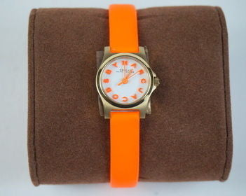 Shop Marc Jacobs Henry Dinky White Dial Orange Leather Strap Watch for Women - MBM1236 in USA