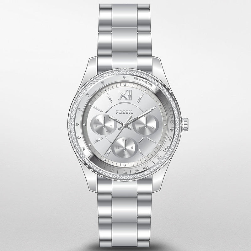 Fossil Stella Sport Multifunction Silver Dial Silver Steel Strap Watch for Women - ES5108 Buy Now By Fossil