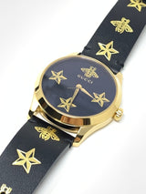 Gucci G Timeless Bee Motif Black Dial Black Leather Strap Watch For Women - YA1264055 Buy Now By Gucci