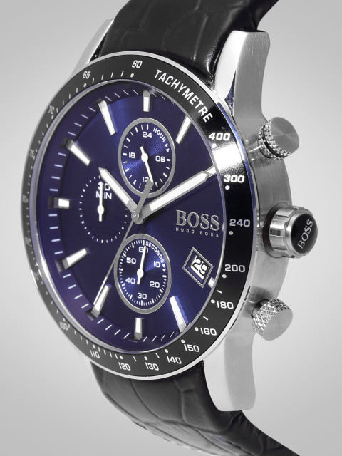 Hugo Boss Rafale Chronograph Blue Dial Black Leather Strap Watch For Men - 1513391 Buy Now By Hugo Boss