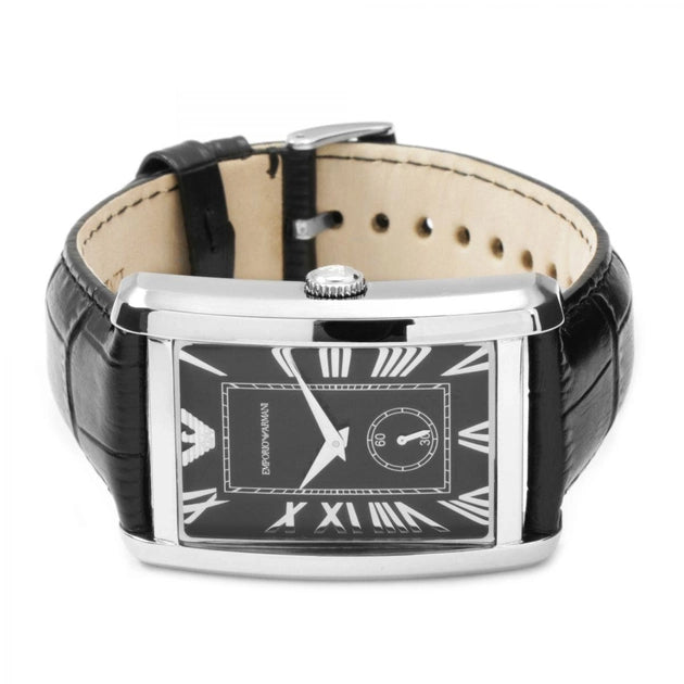 Emporio Armani Classic Analog Black Dial Black Leather Strap Strap Watch For Men - AR1604 Buy Now By Emporio Armani