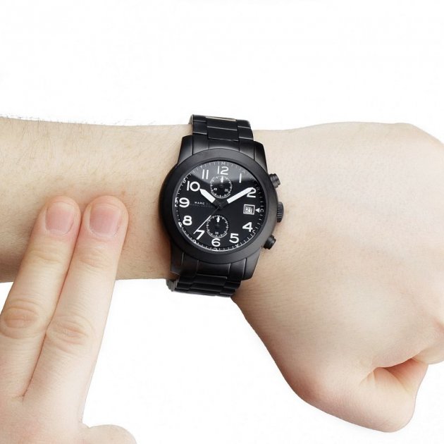 Marc Jacobs Larry Chronograph Black Dial Black Steel Strap Watch for Men - MBM5052 Buy Now By Marc Jacobs