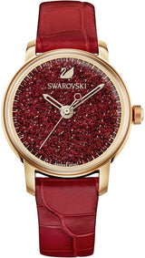 Shop Swarovski Crystalline Hours Red Crystal Dial Red Leather Strap Watch for Women - 5295380 in USA
