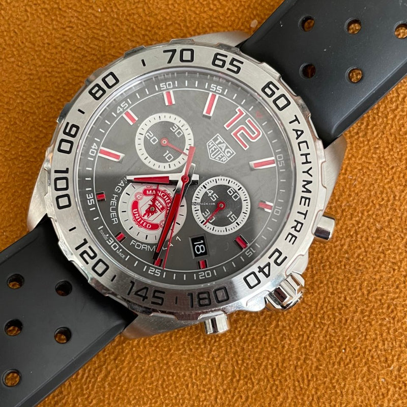 Tag Heuer Formula 1 Manchester United Special Edition Grey Dial Black Silicone Strap Watch for Men - CAZ101M.FT8024 Buy Now By Tag Heuer