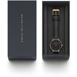 Daniel Wellington Petite Sheffield Black Dial Black Leather Strap Watch For Women - DW00100168
