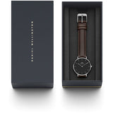 Daniel Wellington Classic Petite Bristol Black Dial Brown Leather Strap Watch For Women - DW00100233