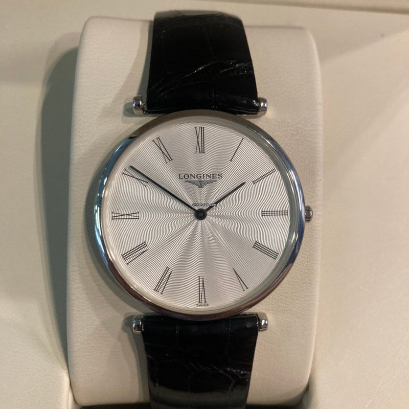 Shop Longines La Grande Classique De Longines White Dial Black Leather Strap Watch for Women - L4.755.4.11.2 in USA