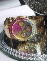Guess Sugarrush Quartz Multicolor Dial Gold Steel Strap Watch For Women - GW0258L1 Buy Now By Guess