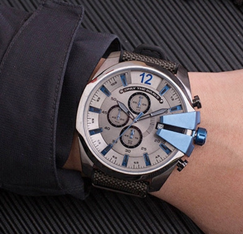 Diesel Mega Chief Chronograph Black Dial Black Nylon Strap Watch For Men - DZ4500 Buy Now By Diesel