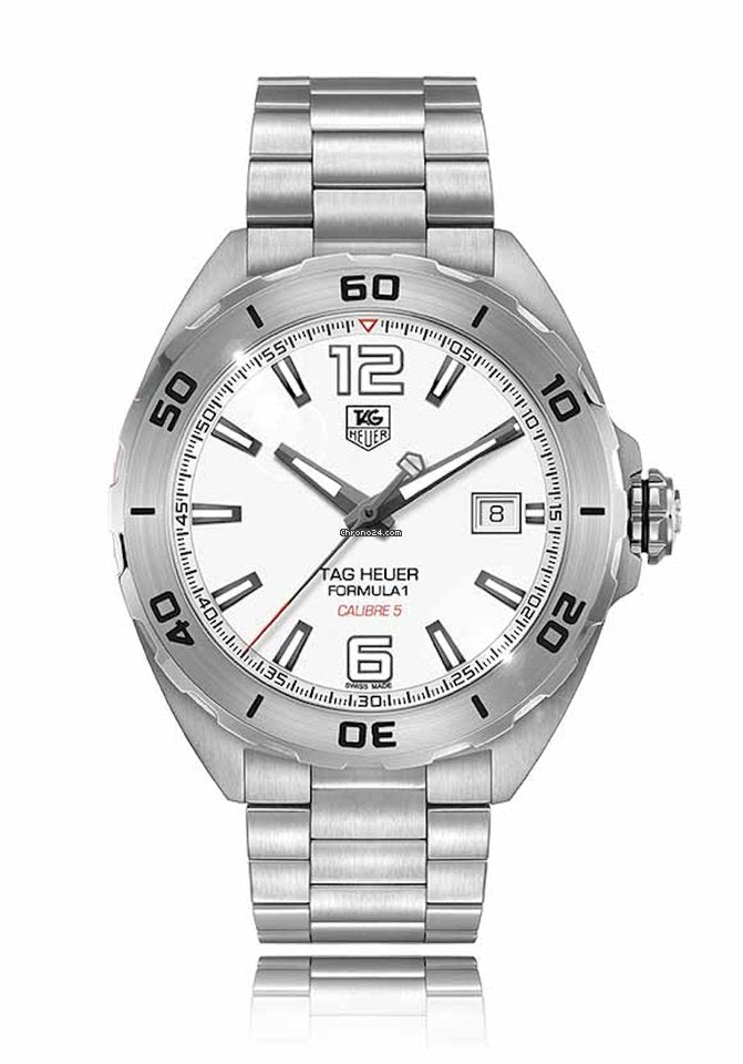 Tag Heuer Formula 1 Calibre 5 Automatic White Dial Silver Steel Strap Watch for Men - WAZ2114.BA0875 Buy Now By Tag Heuer