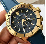 Versace Casual Chronograph Black Dial Black Leather Strap Watch for Men - VERG003-18 Buy Now By Versace