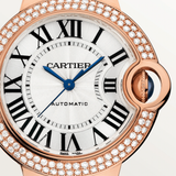 Shop Cartier Ballon Blue De Cartier Diamonds Silver Dial Purple Leather Strap Watch for Women - WJBB0051 in USA