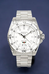 Shop Gucci Dive Quartz White Dial Silver Steel Strap Watch for Men - YA136302 in USA