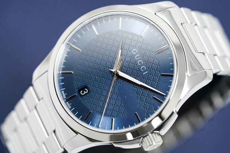 Gucci G Timeless Blue Dial Silver Steel Strap Watch For Men - YA126440 Buy Now By Gucci