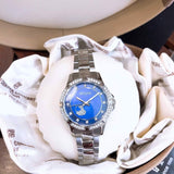 Bulova Crystal Collection Blue Mother of Pearl Dial Silver Steel Strap Watch for Women - 96L238 Buy Now By Bulova