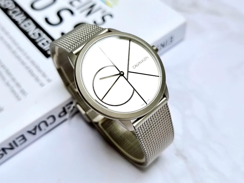Calvin Klein Minimal White Dial Silver Mesh Bracelet Watch for Men - K3M5115X Buy Now By Calvin Klein
