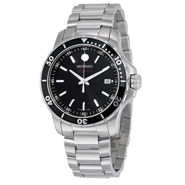 Shop Movado Series 800 Black Dial Silver Steel Strap Watch For Men - 2600135 in USA
