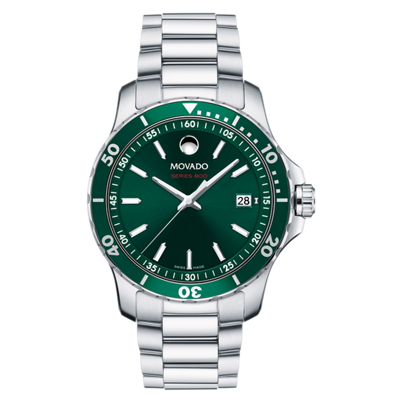 Movado Series 800 Green Dial Silver Steel Strap Watch For Men - 2600136 Buy Now By Movado