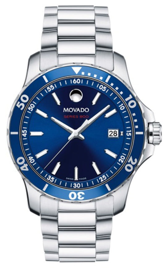 Shop Movado Series 800 Blue Dial Silver Steel Strap Watch For Men - 2600137 in USA