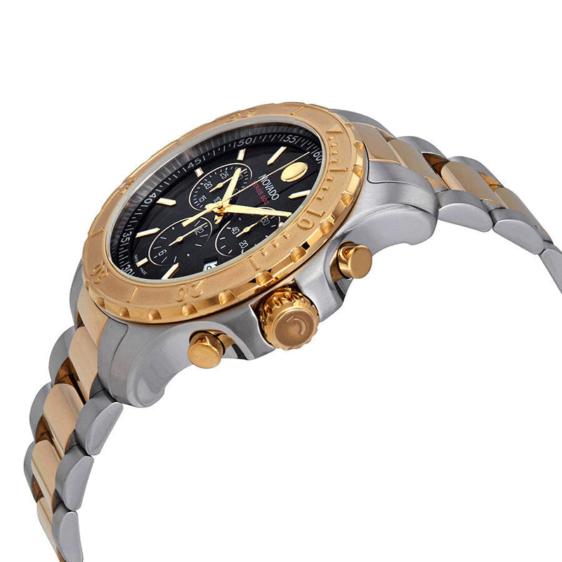 Movado Series 800 Chronograph Black Dial Two Tone Steel Strap Watch For Men - 2600138 Buy Now By Movado