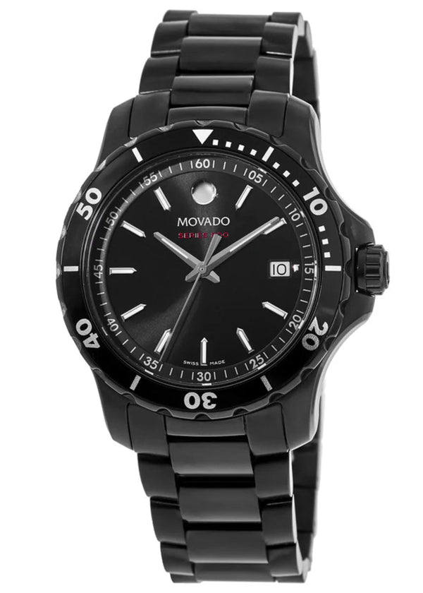 Shop Movado Series 800 Black Dial Black Steel Strap Watch For Men - 2600143 in USA