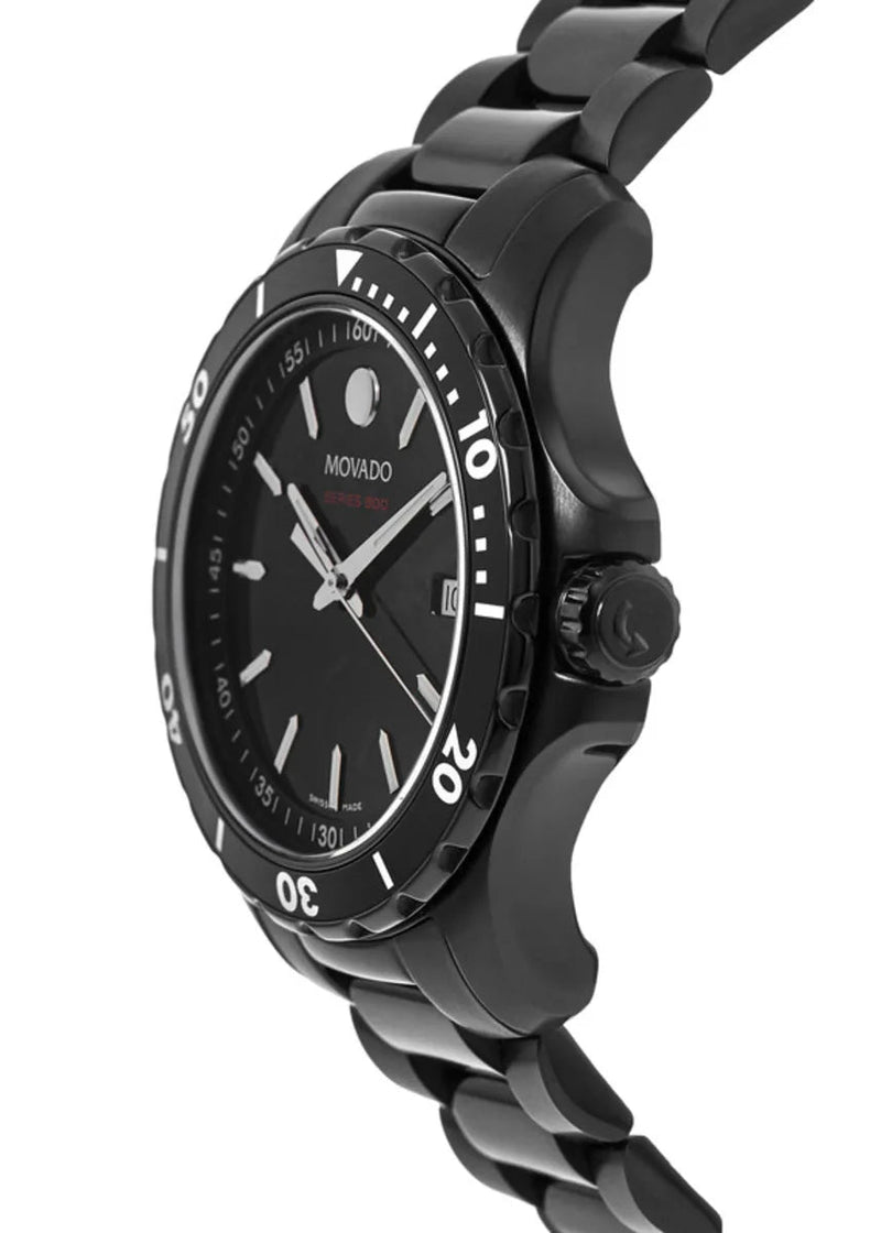 Shop Movado Series 800 Black Dial Black Steel Strap Watch For Men - 2600143 in USA