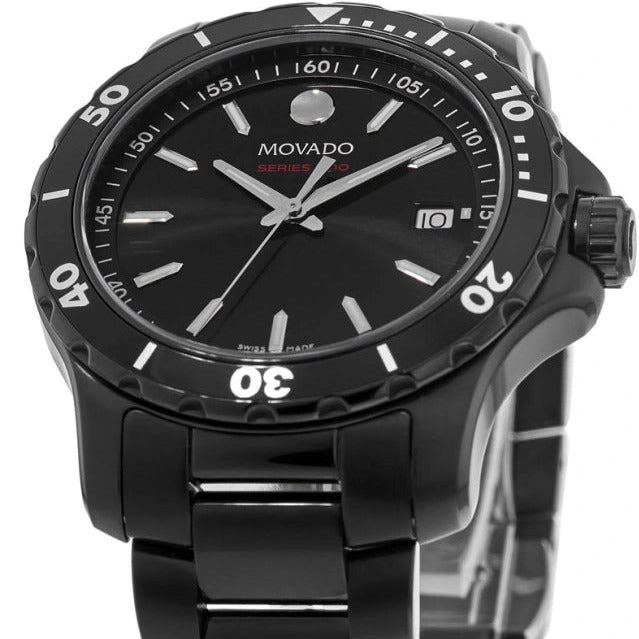 Shop Movado Series 800 Black Dial Black Steel Strap Watch For Men - 2600143 in USA