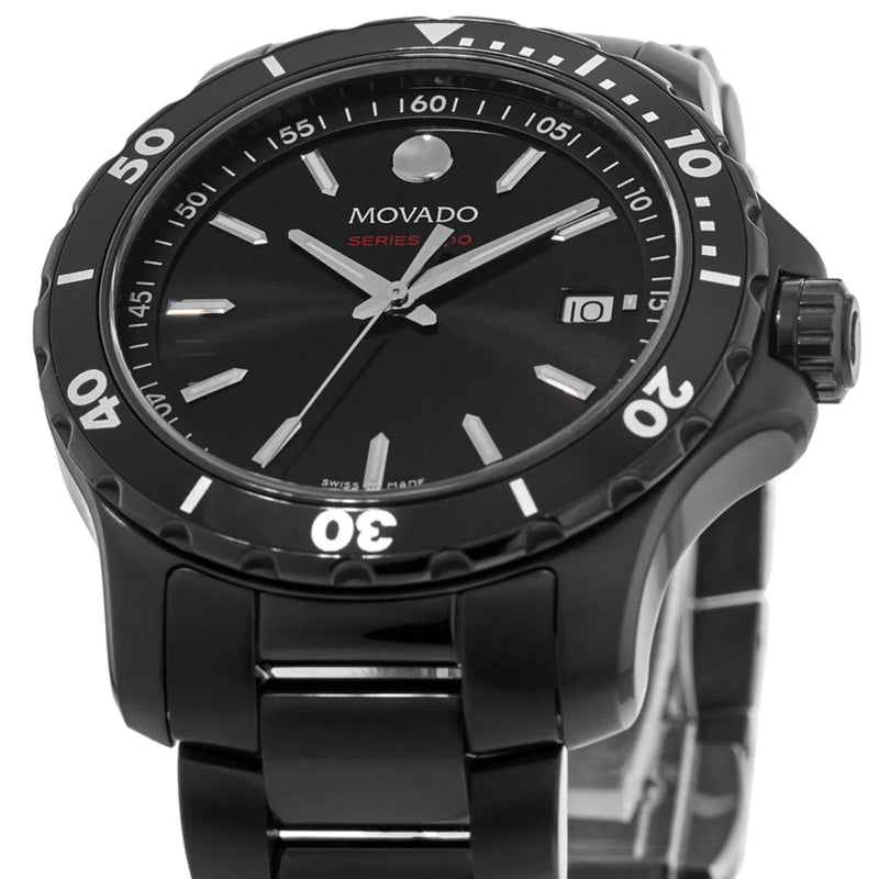 Shop Movado Series 800 Black Dial Black Steel Strap Watch For Men - 2600143 in USA
