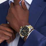 Shop Movado Series 800 Chronograph Black Dial Two Tone Steel Strap Watch For Men - 2600146 in USA