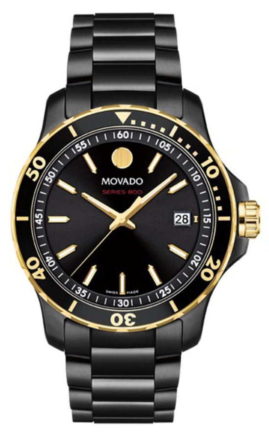Shop Movado Series 800 Black Dial Black Steel Strap Watch For Men - 2600161 in USA