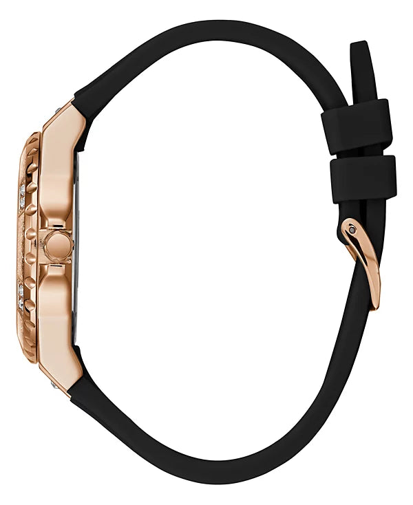 Guess Fusion Multifunction Black Dial Black Rubber Strap Watch For Women - GW0519L4 Buy Now By Guess