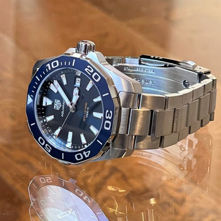 Tag Heuer Aquaracer Blue Dial Quartz Silver Steel Strap Watch for Men - WAY111C.BA0928 Buy Now By Tag Heuer