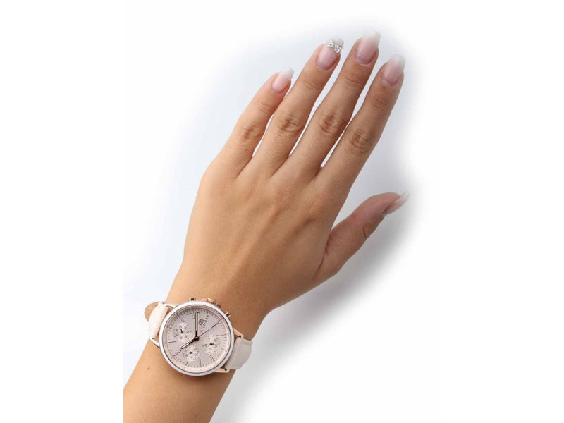 Shop Tommy Hilfiger Carly Cream Dial Cream Leather Strap Watch for Women -1781789 in USA