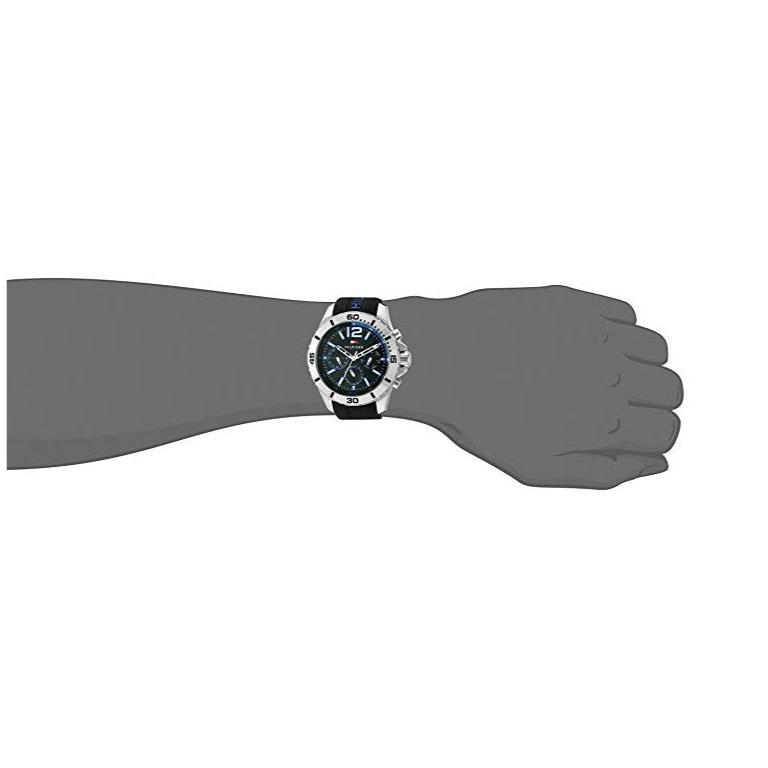 Shop Tommy Hilfiger Sport Multifunction Black Dial Black Rubber Strap Watch for Men - 1791143 in USA