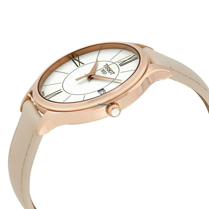 Tissot T Lady Bella Ora Round White Dial Beige Leather Strap Watch For Women - T103.210.36.018.00 Buy Now By Tissot