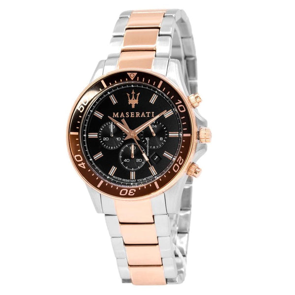 Maserati SFIDA Chronograph Black Dial Two Tone Steel Strap Watch For Men - R8873640009 Buy Now By Maserati
