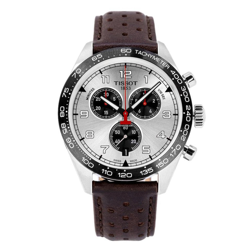 Tissot T Sport PRS 516 Chronograph Silver Dial Brown Leather Strap Watch for Men - T131.617.16.032.00 Buy Now By Tissot
