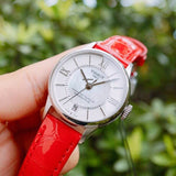 Tissot Chemin Des Tourelles Powermatic 80 Mother of Pearl White Dial Red Leather Strap Watch For Women - T099.207.16.118.00 Buy Now By Tissot