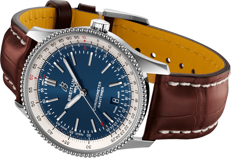 Shop Breitling Navitimer 1 Automatic 41mm Blue Dial Brown Leather Strap Mens Watch - A17326211C1P1 in USA