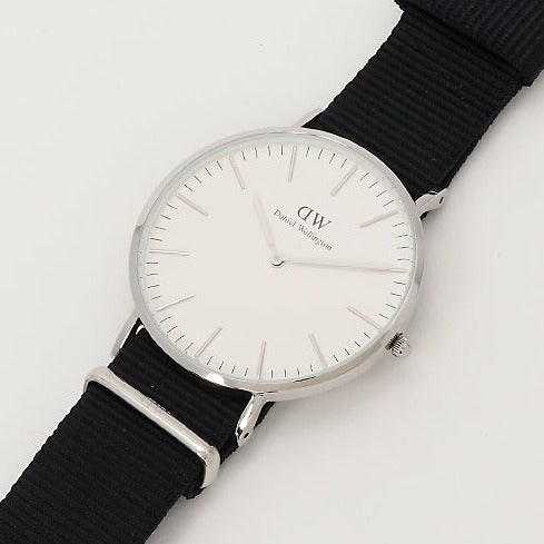 Shop Daniel Wellington Classic Cornwall White Dial Black Nylon Strap Watch For Men - DW00100258 in USA