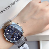 Emporio Armani Renato Chronograph Blue Dial Silver Steel Strap Watch For Men - AR11164 Buy Now By Emporio Armani