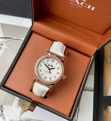 Coach Madison White Dial White Leather Strap Watch for Women - 14502401 Buy Now By Coach