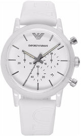 Emporio Armani Classic Chronograph White Dial White Rubber Strap Watch For Men - AR1054 Buy Now By Emporio Armani