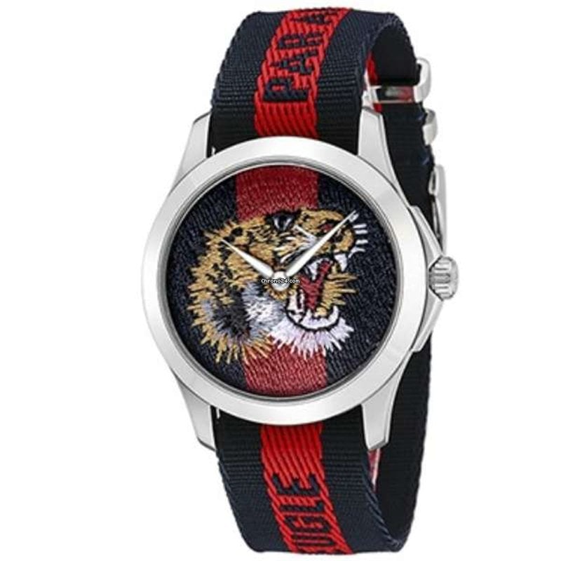 Gucci G Timless Le Marche Des Merveilles Blue & Red Dial Blue & Red Nylon Strap Unisex Watch - YA126495 Buy Now By Gucci