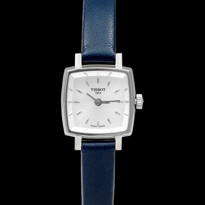 Shop Tissot Lovely Square Silver Dial Blue Leather Strap Watch For Women - T058.109.16.031.00 in USA